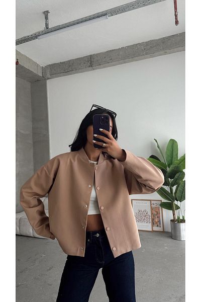 mydukkan.co Mink Ribbed Collar - Snap Detailed Jacket
