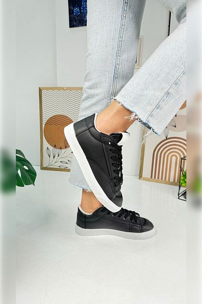 Nstil Ασπρόμαυρο Γυναικείο Sneaker - Δαντέλα και οδοντωτή σόλα, Suede Detailed, Walking Sports Shoes 07