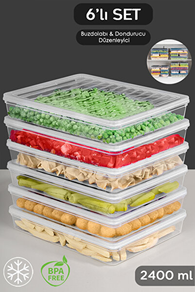 Meleni Home Microwave-Compatible Storage Container with 6 Clear Lids - Organizer Food Supply Container 6X2400Ml