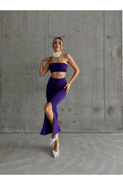 mydukkan.co Purple Crop Skirt and Top Set