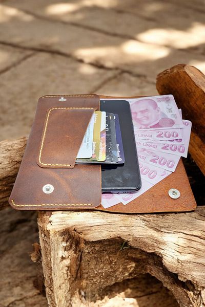 Leather Cy Luxette Tan Unisex Portfolio - Genuine Leather, Name Writing Included, Handmade