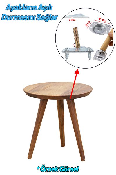 Badem10 Set de 3 picioare pentru masă de cafea din lemn, 45 cm, inclusiv picioare pentru scaun, picioare pentru masă, atașament pentru unghiuri