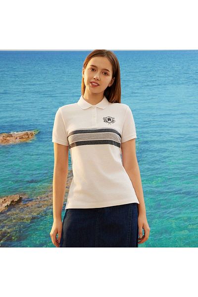 Giordano Women's Classic Cotton Polo with Thematic Embroidery