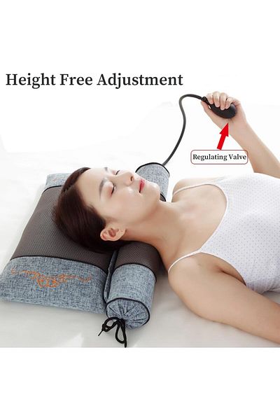 COOYA Mugwort cervical pillow, bamboo linen fabric, removable pillowcase, suitable for neck support, gray
