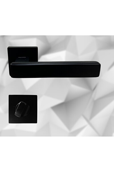 almital mobilya aksesuarları furniture accessories Lusso Siyah 5 Adet Oda 2 Adet Wc Kare Rozetli Kapı Kolu Set, 3 1 Daire Kapı Kolu Seti