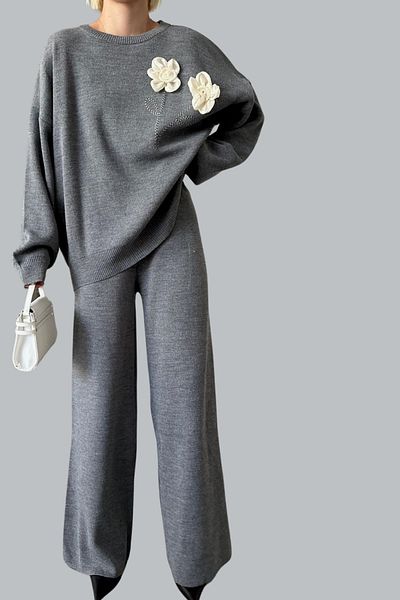 mefru Women's Knitwear Sweater and Trousers Set