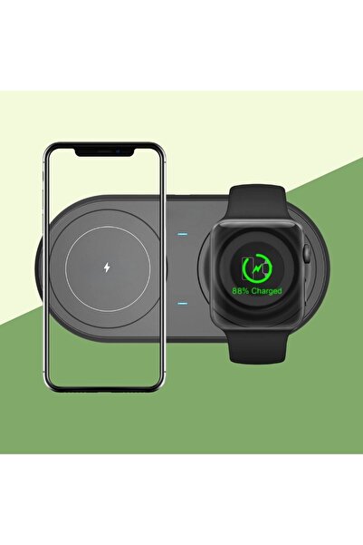 Home BUFFER® 2si 1arada Kablosuz Saat,Kulaklık ve Telefon Hızlı Şarj Etme Apa...