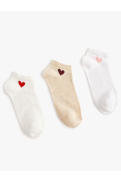 Koton Set de 3 șosete cu papuci inimioare - Multicolor