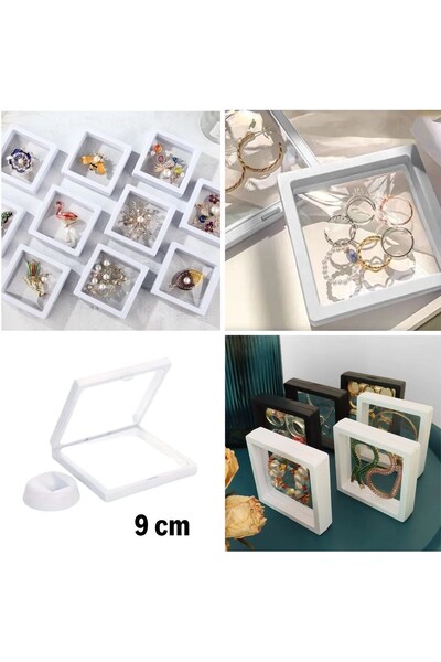 Hangora Buffer ®   9X9Cm with Stand 3D Jewelry Kinet Keepsake Collection Storage Box Clear Film Frame