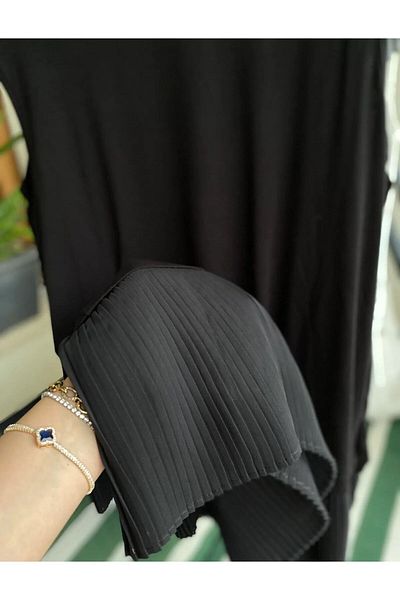 Modabenna Pleated Sleeveless Black Hijab Shirt Pleated Pleated Tunic Underwear