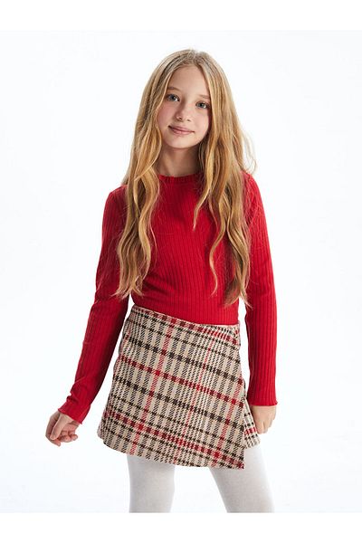 LC Waikiki Lcw Elastic Waist Plaid Girl's Shorts Skirt