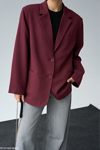 Lupies Kadın Bordo Maskülen Oversize Blazer Ceket