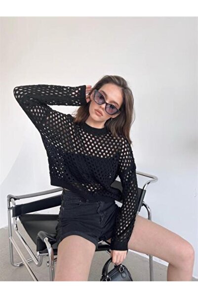 mydukkan.co Pulover Black Trend - Detaliu gaură