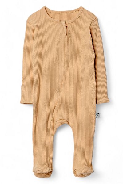 VOY KİDS 3-6-9-12 Months R1317 - Baby Corded Zippered Romper, Seasonal Romper with Gloves and Booties