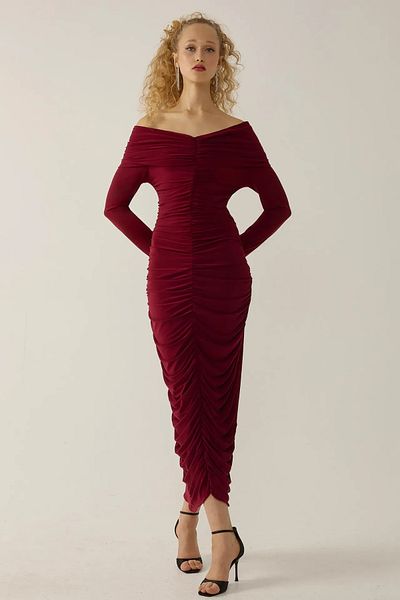 Hiccup Φόρεμα Off Shoulder Bodycon Maxi Drapeli