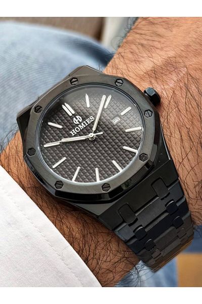 Homies Black Color Steel Band Original 3Atm Waterproof Men Wrist Watch with Bracelet Gift