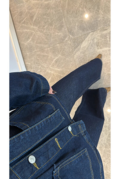 My Blog Navy Blue Rins Wash Wide Pants- 240275