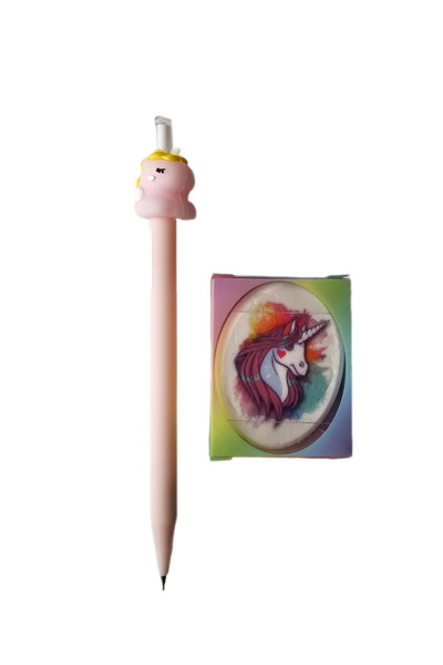 Ceylan Kırtasiye Unicorn Figürlü 0.7 Mm Uçlu Versatil Kalem Unicorn Silgi, Un...