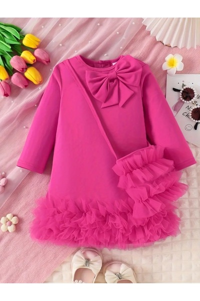 Beauty Box Rochie elegantă și elegantă cu mâneci lungi și geantă decorată cu ...