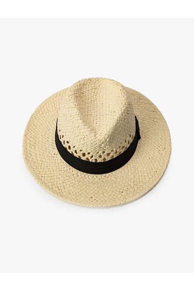 Koton Ψάθινο καπέλο Fedora - Λεπτομερής ταινία