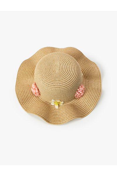 Koton Straw Hat - Flower Applique Detailed