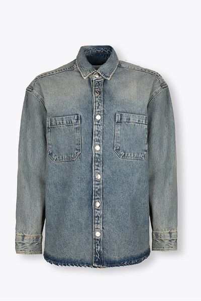 GIESTO Cămașă din denim cu buzunar dublu - ALBASTRU ÎNCHIS