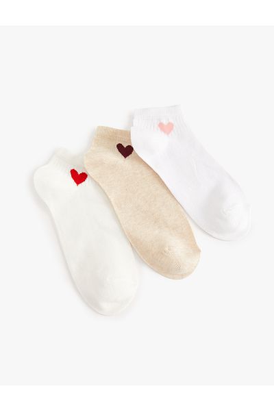Koton Set de 3 șosete cu papuci inimioare - Multicolor