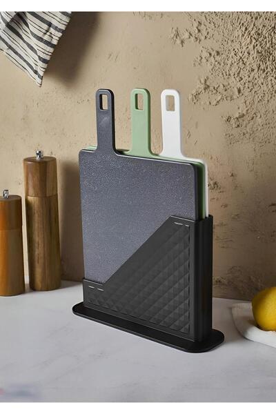 HomeTarz Cutting Board Set with Stand - 3 Piece Cutting Board Set - 4 Pieces