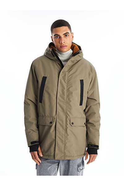 LC Waikiki Green Standard Fit Hooded Men's Parka