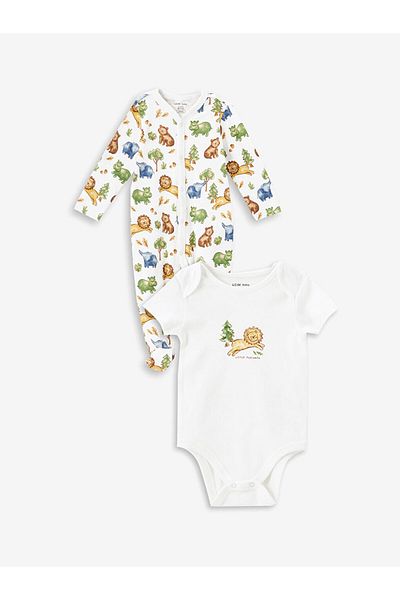 LC Waikiki Lcw Baby Beige Printed Baby Boy Hospital Discharge Set
