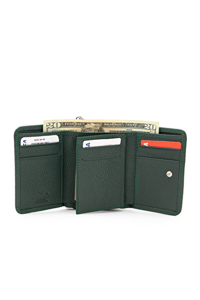 Eminsa Yeşil Hakiki Deri Kadın Cüzdanı