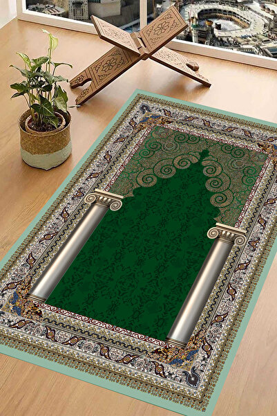 Carmine Carpet Covor de rugăciune lavabil, imprimat digital, cu bază anti-alu...