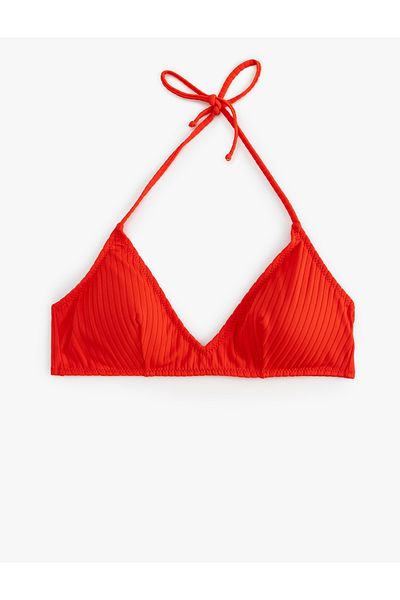 Koton V Neck Halter Neck Textured Bikini Top