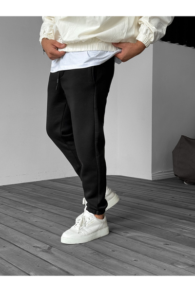 BYBASICMAN Μαύρη βασική ελαστική φούτερ YP-4002