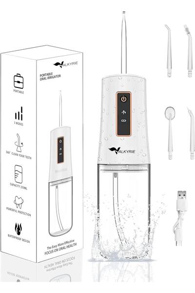 valkyrie Şarj Edilebilir Taşınabilir Ağız Duşu Diş Protez Bakım 4 Başlıklı Sessiz Çalışma