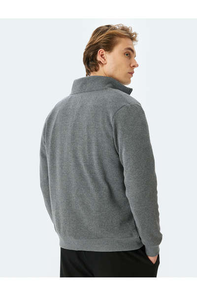 Koton Long Sleeve Cotton Blended Basic Zip-Up Sweatshirt