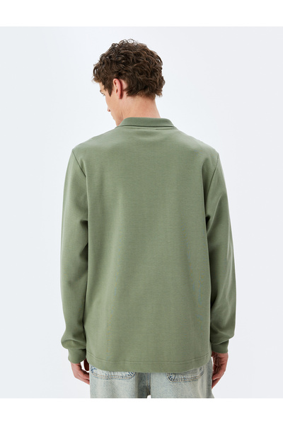 Koton Pamuklu İnterlok Kumaş Polo Yaka Sweatshirt