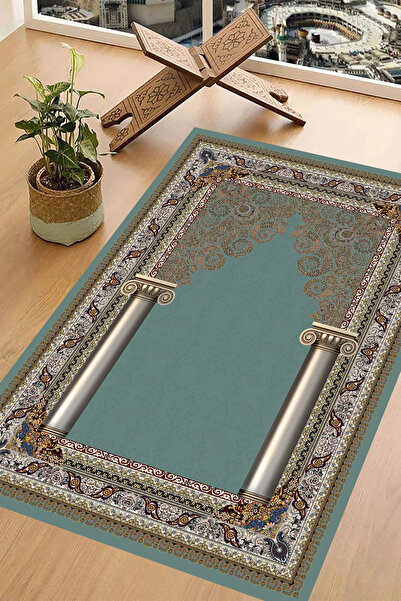 Carmine Carpet Covor de rugăciune lavabil, imprimat digital, cu bază anti-alunecare