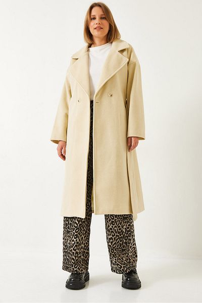 Bianco Lucci Women's Belted Long Patterned Coat 38121 60261218
