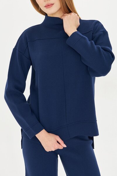 Irmak Kerekli Navy Blue Oversize Women's Set - Bottom and Top Set 1308