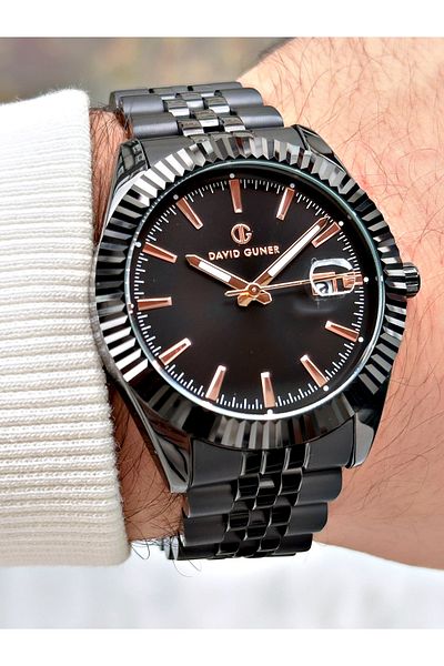 DAVID GUNER Men's Black Special Design Steel Band Wrist Watch - Dg.05