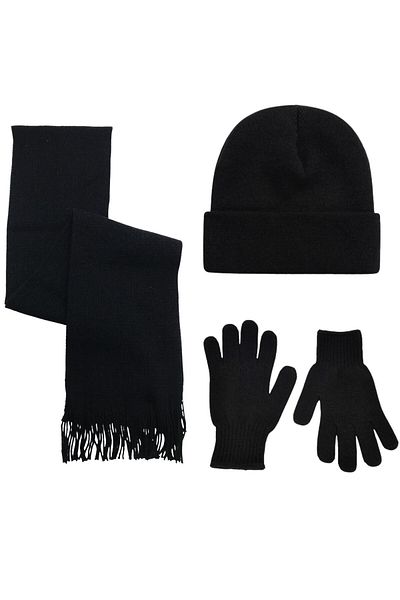 AXE SPORTSWEAR Men's Winter Knitwear Set - 3-Piece Gloves and Scarf Beret Gloves