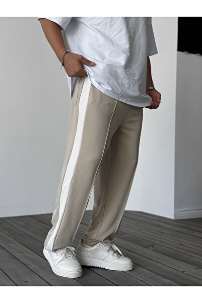 BYBASICMAN Φούτερ μπεζ ριγέ ραμμένη ERS-0303