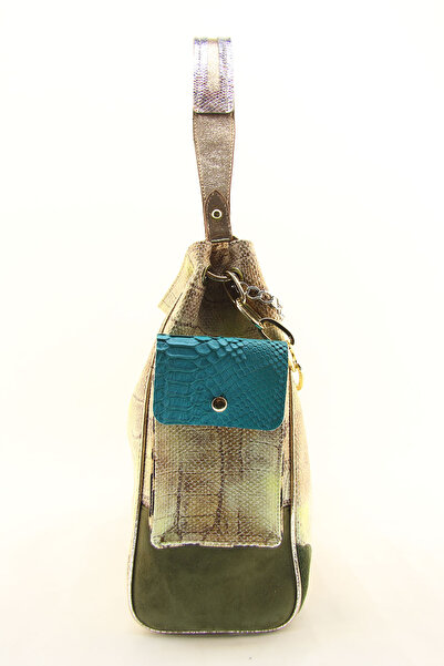 HNB Жіноча сумка через плече з візону золотого кольору, багатоколірна