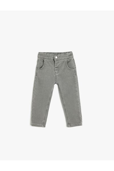 Koton Carrot Cut Jeans with Pockets and Elastic Waist