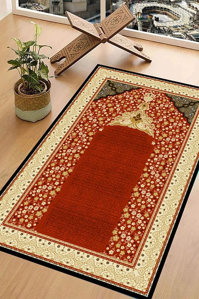 Carmine Carpet Digital Printed Washable Non-Slip Base Prayer Rug