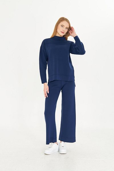Irmak Kerekli Navy Blue Oversize Women's Set - Bottom and Top Set 1308