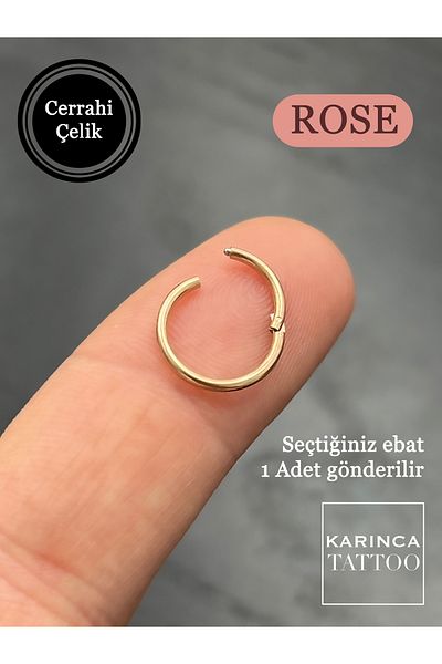 Karınca Piercing Rose Color Clip-Shaped Opening Practical Useful Full Ring Nose Ear Piercing