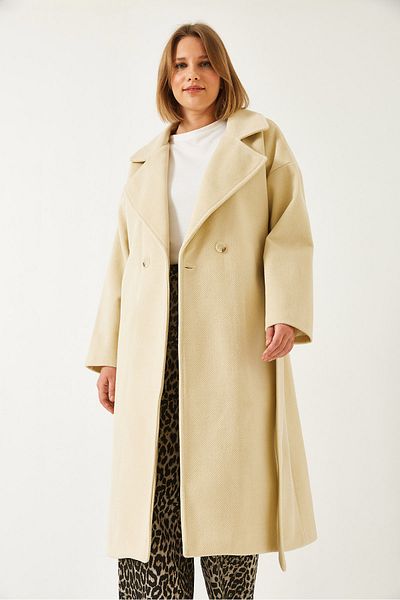 Bianco Lucci Women's Belted Long Patterned Coat 38121 60261218