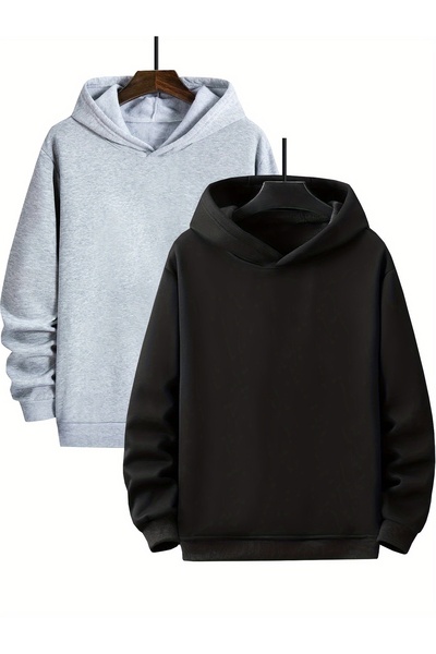 Lider Leather Pachet de 2 hanorace simple, de bază, cu glugă - Design elegant...